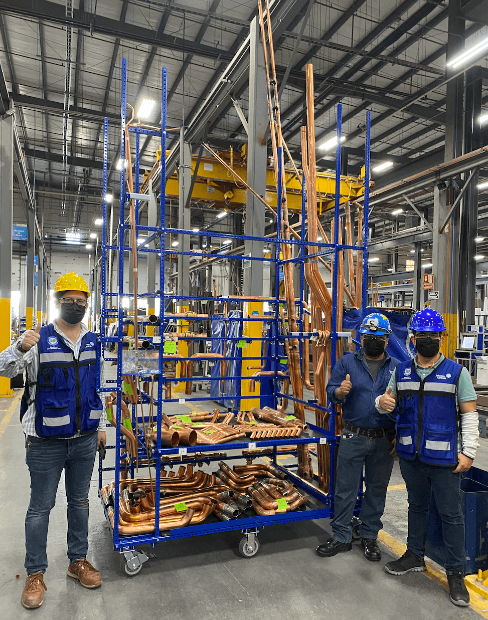 Part cart that safely holds 15 foot tubes