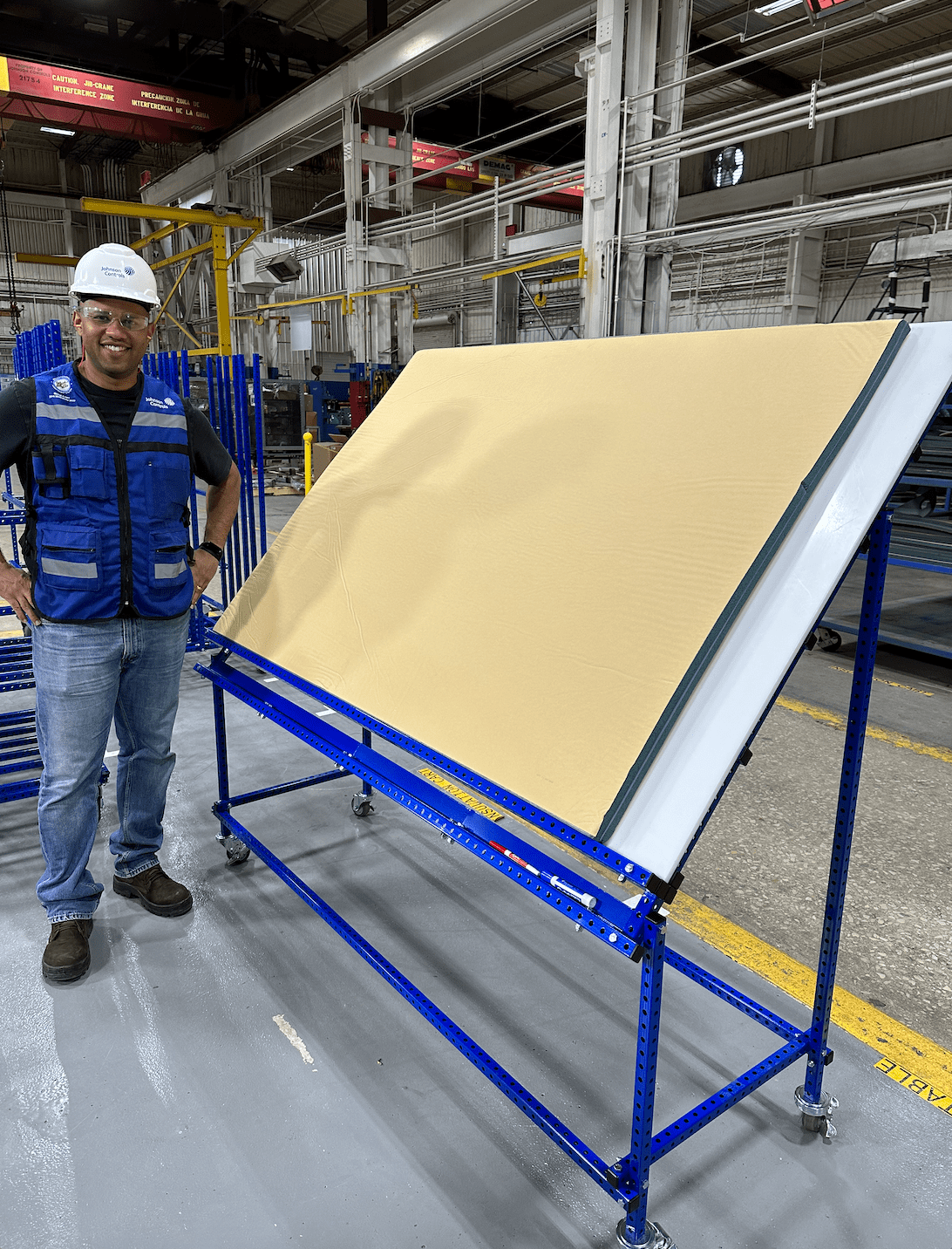 Workstation made by Johnson Controls Team. Angled Draft and cut table for better ergonomics