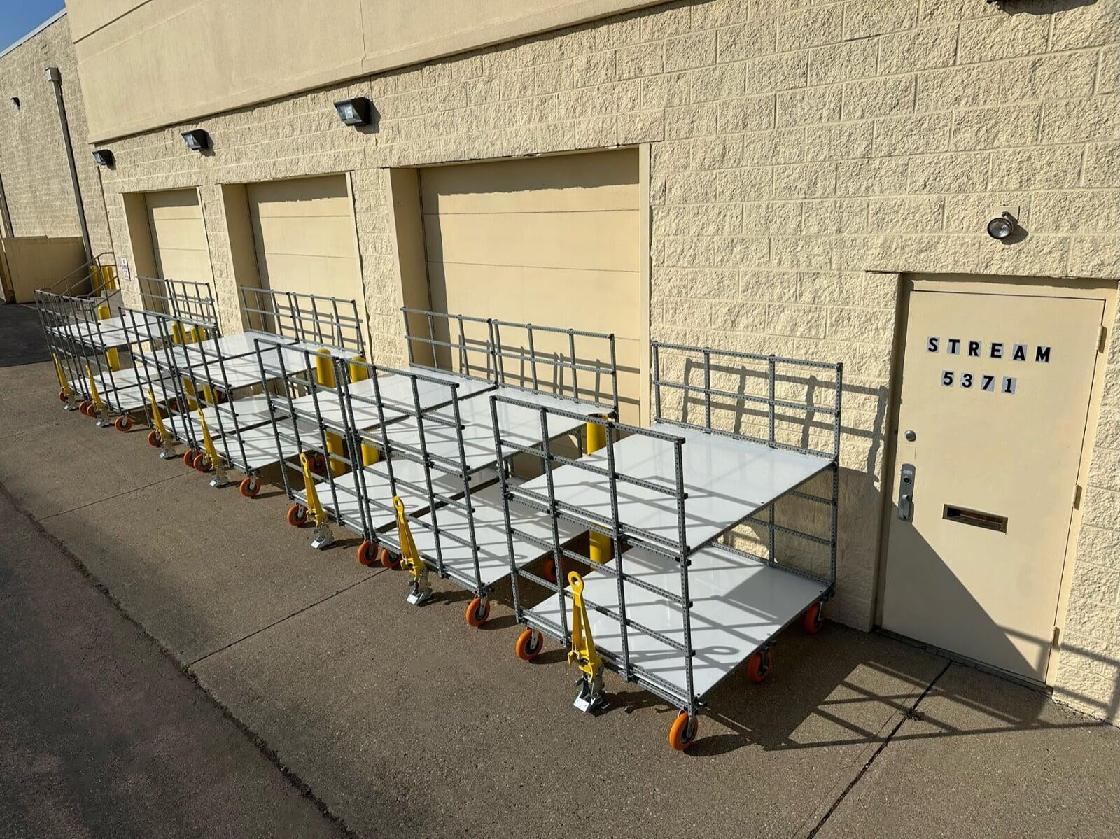 Lean Process Improvement, Before and after at Johnson Controls Facility. Cart made with better ergonomics and safety for operators.