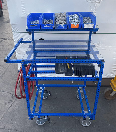 Shipping Cart with hardware and tools.