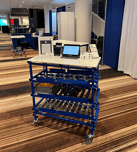 Flow Rack with Conveyors and Wheels